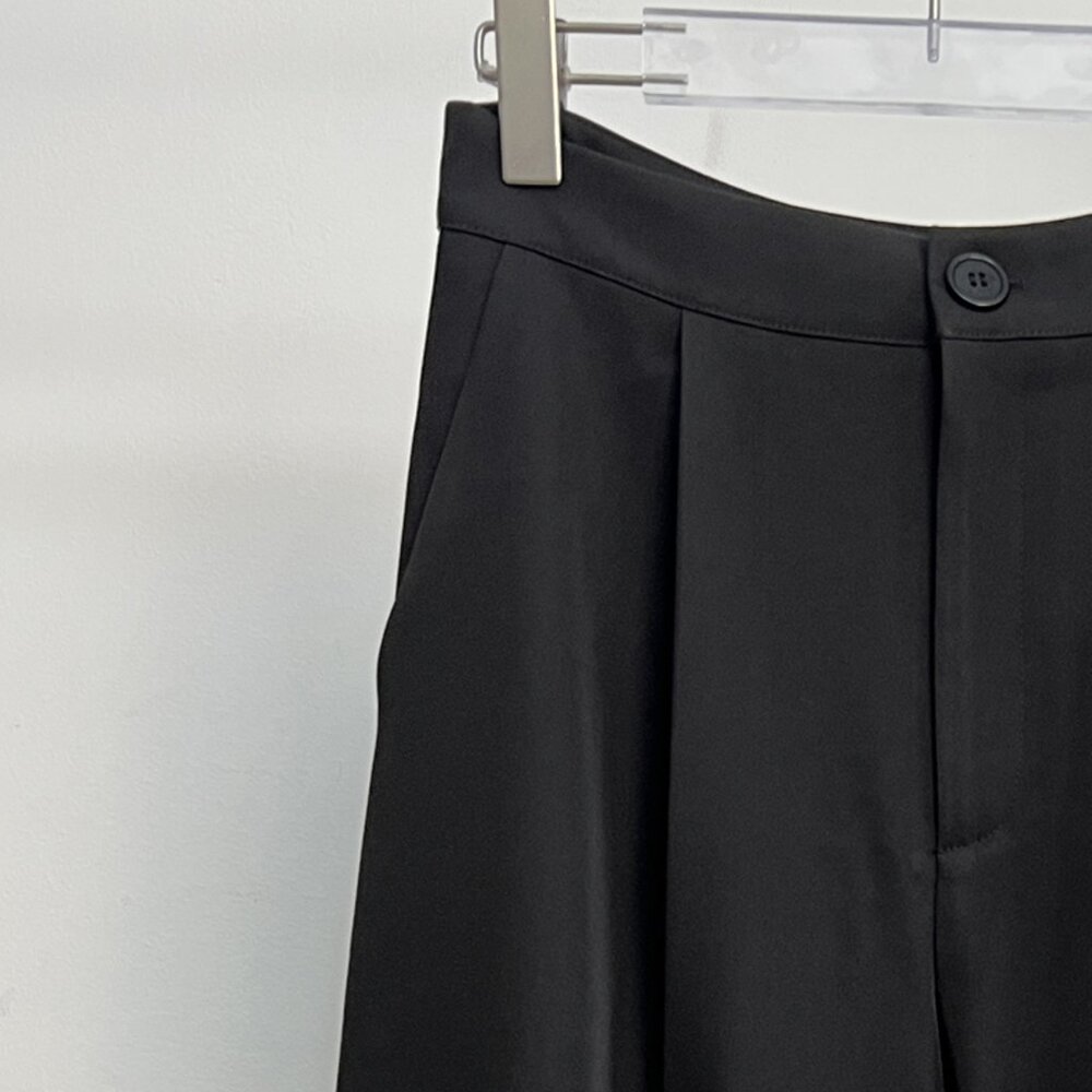 Black High Waist Cropped Wide Leg Pants Gold Button Detail Size L 8/10 - Picture 4 of 7